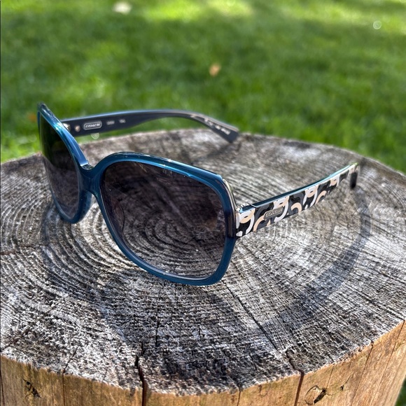 Coach Teal Sunglasses with Patterned Arms - Picture 1 of 4